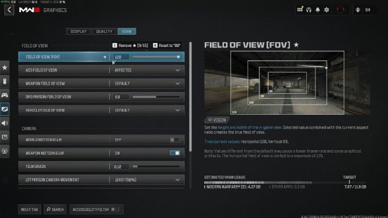 View settings optimziation